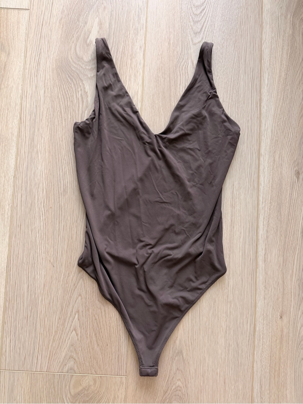 Forever 21 Brown Plunge Thong Bodysuit